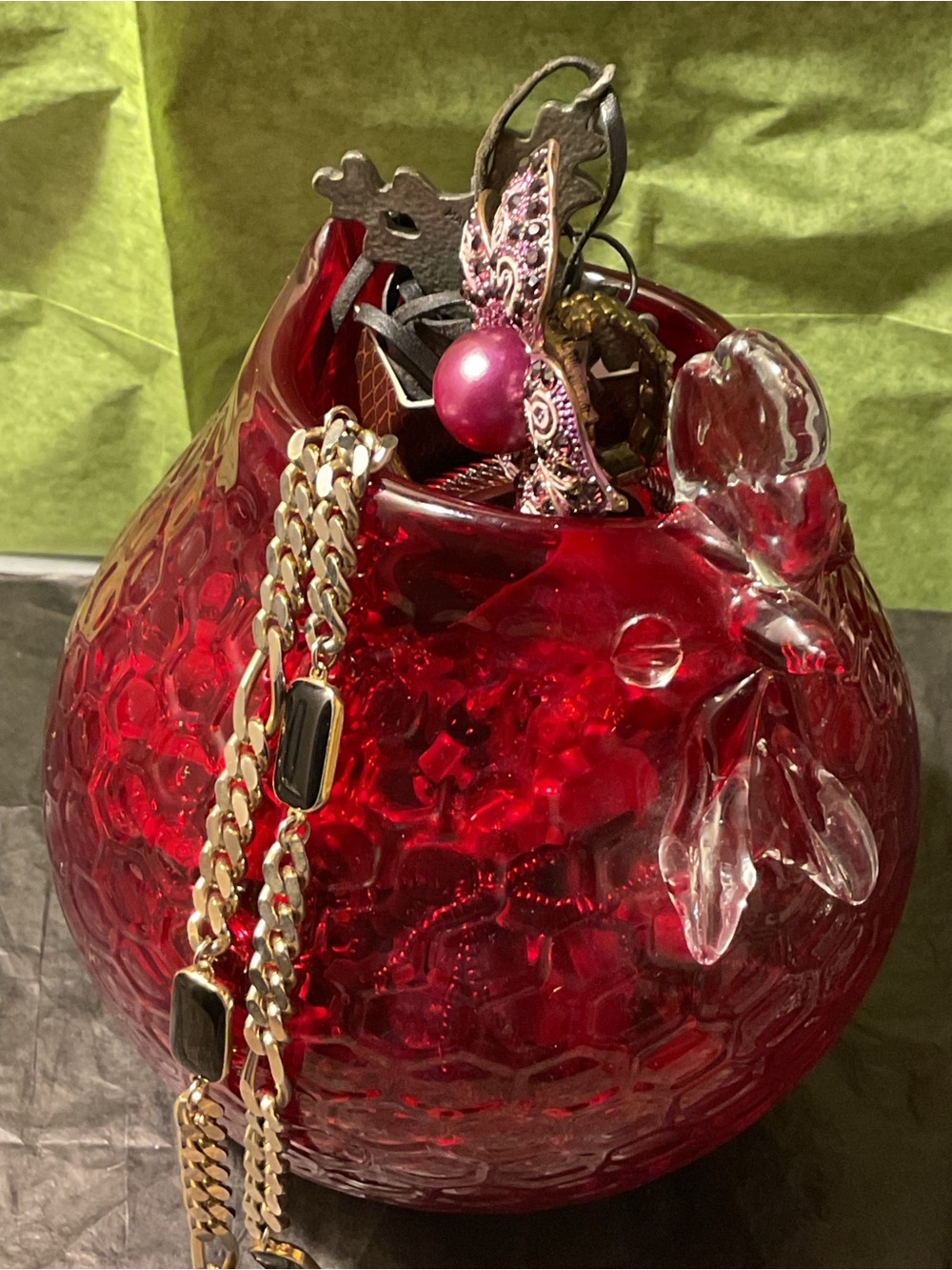 Mix lot Fashion Jewelry in Red Art Glass Chicken Vase